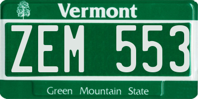 VT license plate ZEM553