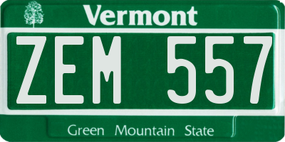 VT license plate ZEM557