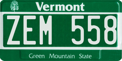 VT license plate ZEM558