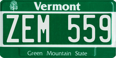 VT license plate ZEM559