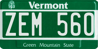 VT license plate ZEM560