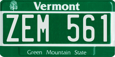 VT license plate ZEM561