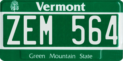 VT license plate ZEM564