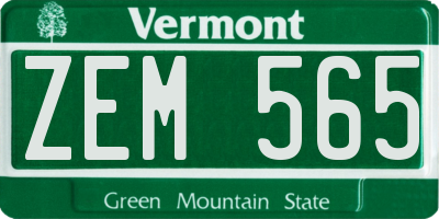 VT license plate ZEM565
