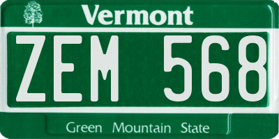 VT license plate ZEM568