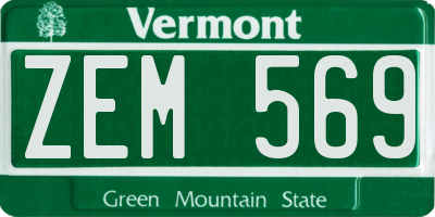 VT license plate ZEM569