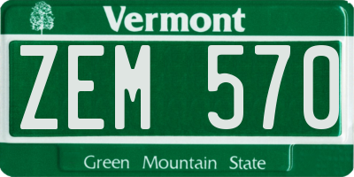 VT license plate ZEM570