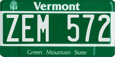 VT license plate ZEM572