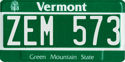 VT license plate ZEM573