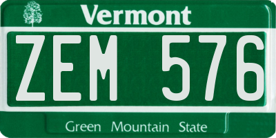 VT license plate ZEM576