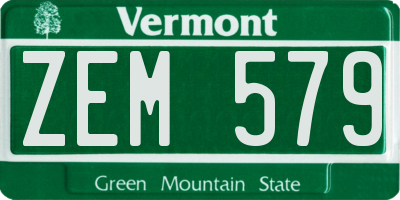 VT license plate ZEM579