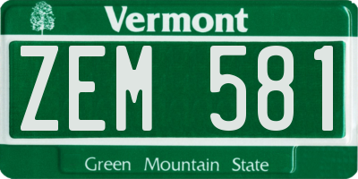 VT license plate ZEM581