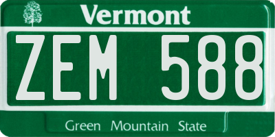 VT license plate ZEM588