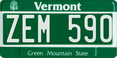 VT license plate ZEM590