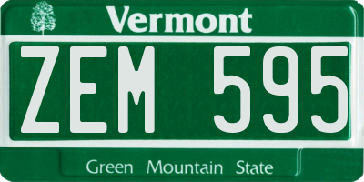 VT license plate ZEM595