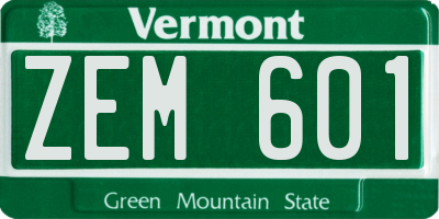 VT license plate ZEM601