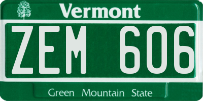 VT license plate ZEM606