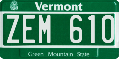 VT license plate ZEM610