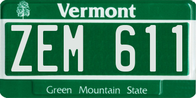 VT license plate ZEM611