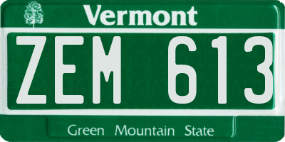 VT license plate ZEM613