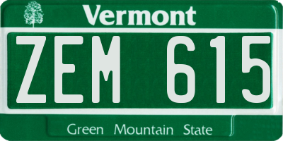 VT license plate ZEM615