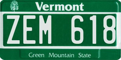 VT license plate ZEM618