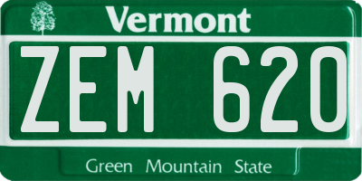VT license plate ZEM620