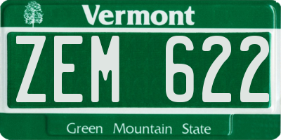 VT license plate ZEM622