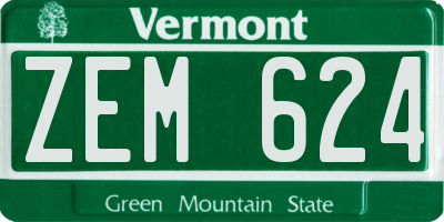 VT license plate ZEM624