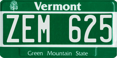 VT license plate ZEM625