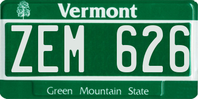 VT license plate ZEM626