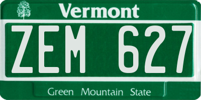 VT license plate ZEM627
