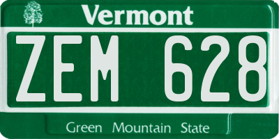 VT license plate ZEM628