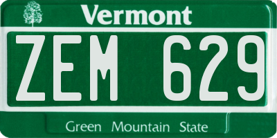 VT license plate ZEM629