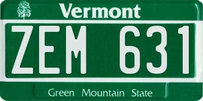 VT license plate ZEM631