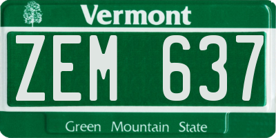 VT license plate ZEM637