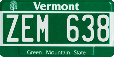VT license plate ZEM638