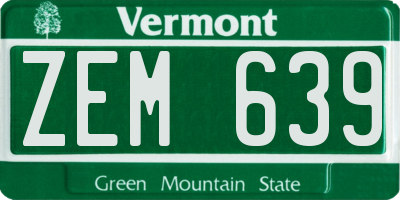 VT license plate ZEM639