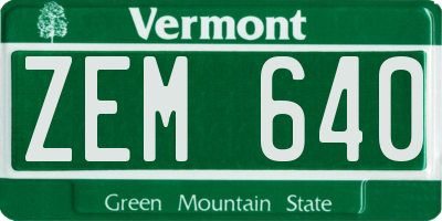 VT license plate ZEM640