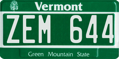 VT license plate ZEM644