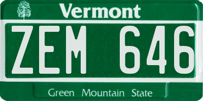 VT license plate ZEM646