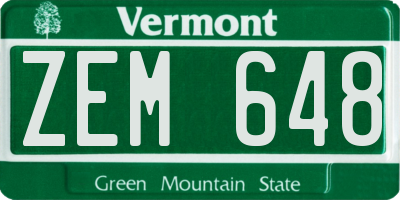 VT license plate ZEM648