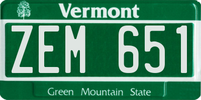VT license plate ZEM651