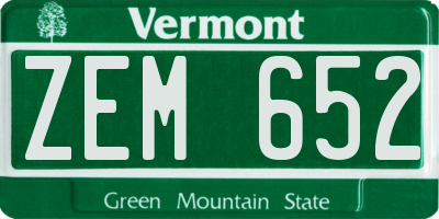 VT license plate ZEM652
