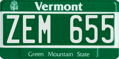 VT license plate ZEM655