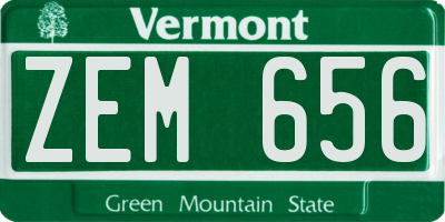 VT license plate ZEM656