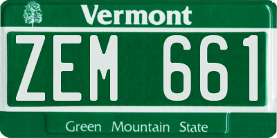 VT license plate ZEM661