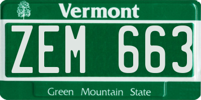 VT license plate ZEM663