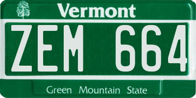VT license plate ZEM664