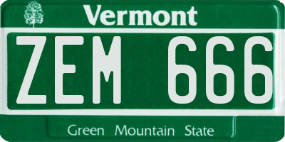 VT license plate ZEM666